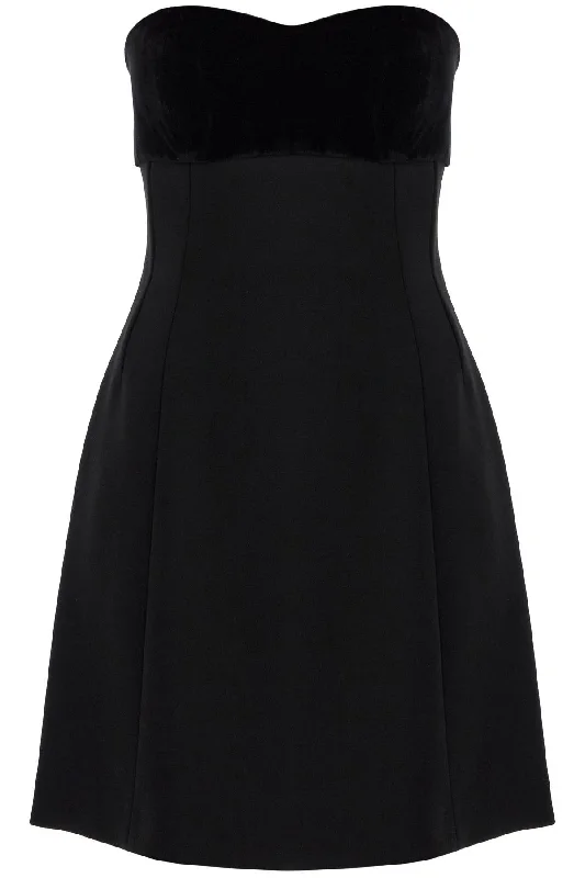 Short 'trani' Dress With Velvet Insert  - Black