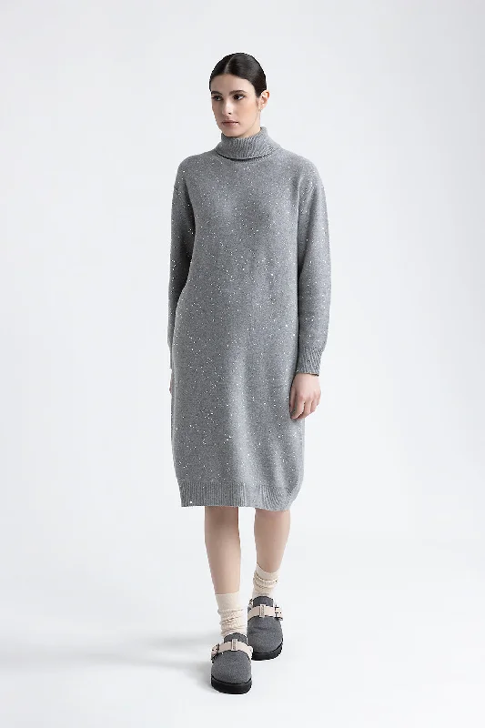 Wool, silk, cashmere dress with sequins