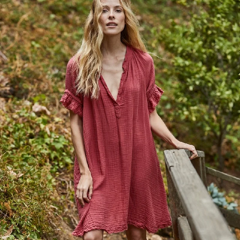 Antibes Puff Sleeve Dress | Red