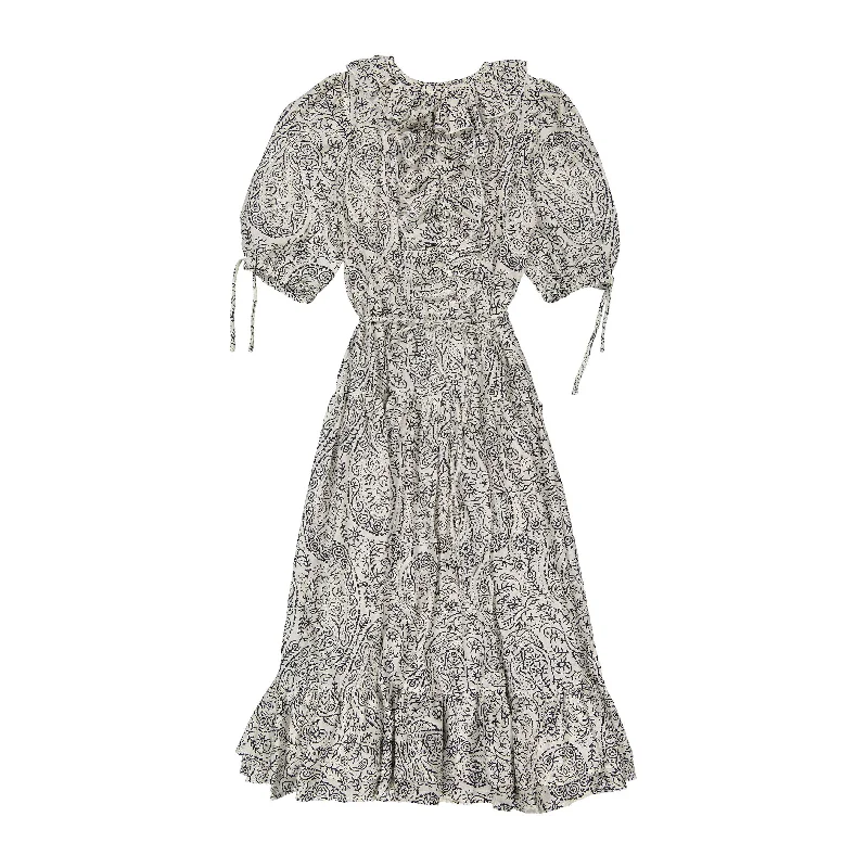 Ava and Lu Cream Printed Tied Dress