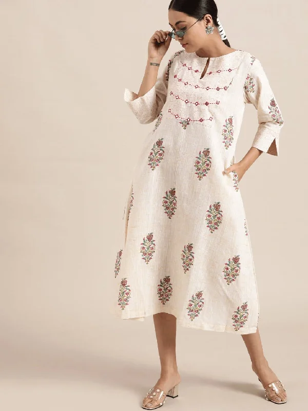 Off-White Block Print Cotton Dress
