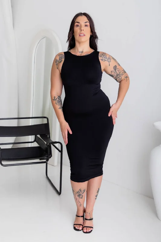 Crew Neck Shaper Dress Black