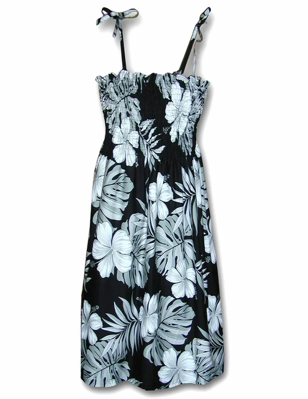 Palekaiko Cotton Black Smock Aloha Dress