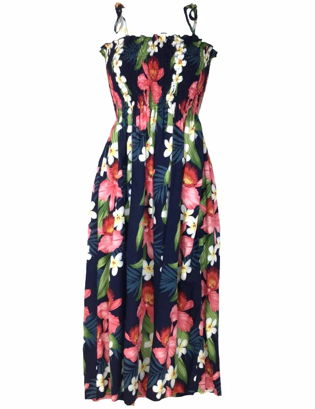 Plumeria Panel  Smock Top Hawaiian Dress