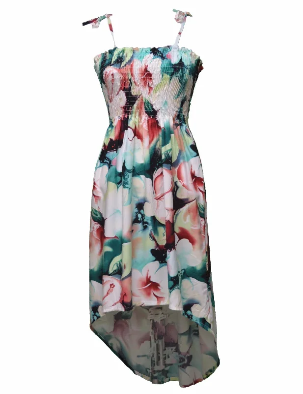Short High Low Smock Tube Hawaiian Dress