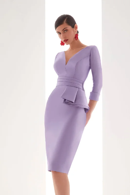 Short mikado dress with 3/4 sleeves