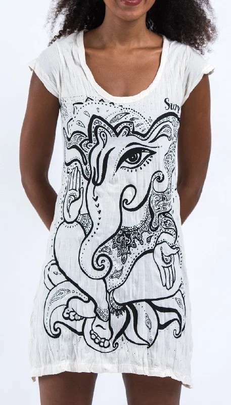 Sure Design Women's Cute Ganesha Dress White